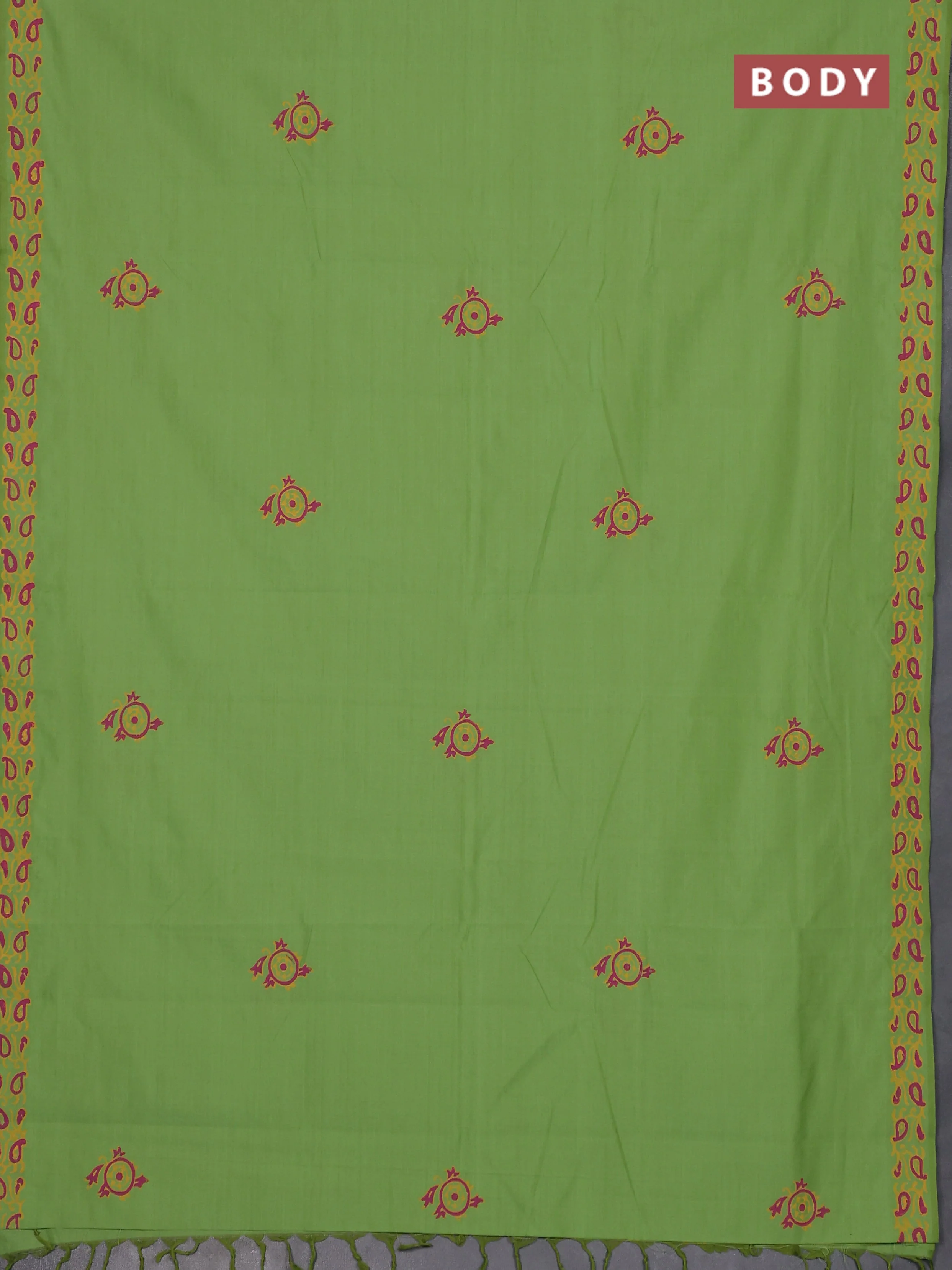 Semi Silk Cotton Saree - Light Green and Yellow